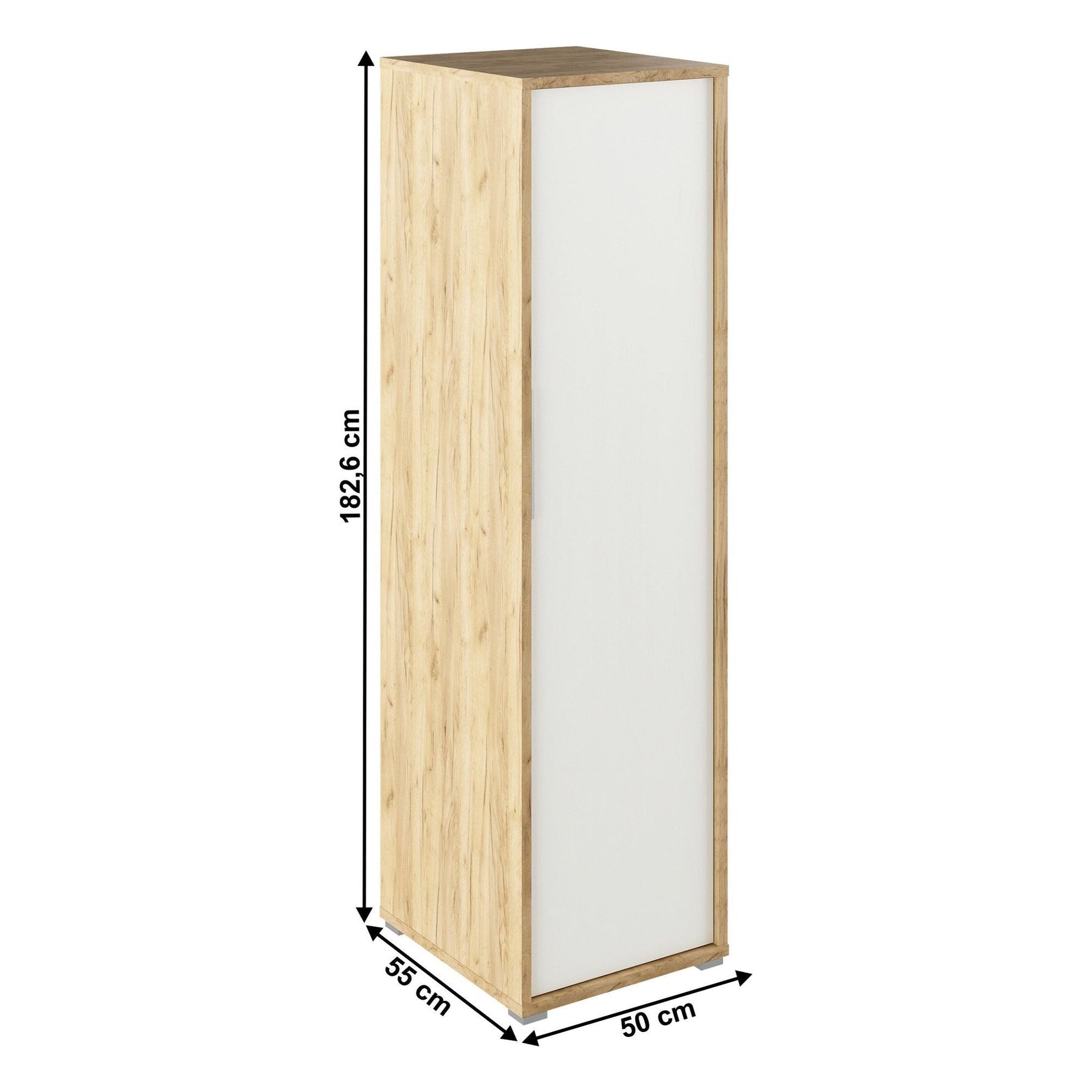 Dulap RIOMA TYP 20, stejar artisan/alb, DTD laminat, 50x55x182.6 cm