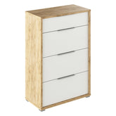 Comoda RIOMA TYP 22, stejar artisan/alb, DTD laminat, cu 4 sertare, 75x38x112.2 cm