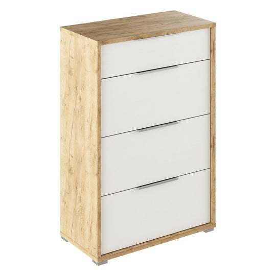 Comoda RIOMA TYP 22, stejar artisan/alb, DTD laminat, cu 4 sertare, 75x38x112.2 cm