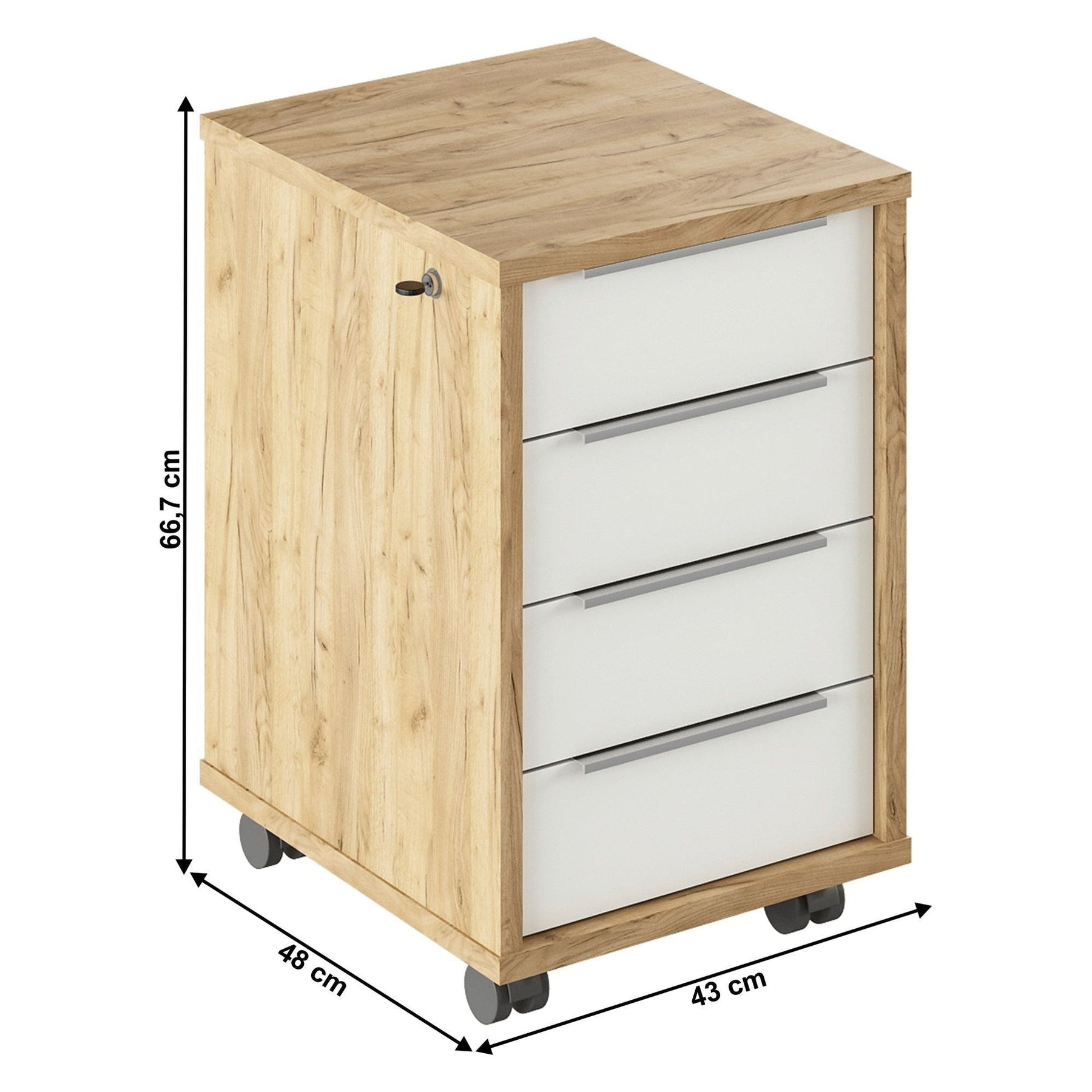 Dulap RIOMA TYP 30, stejar artisan/alb, DTD laminat, cu incuietoare, 43x48x66.7 cm