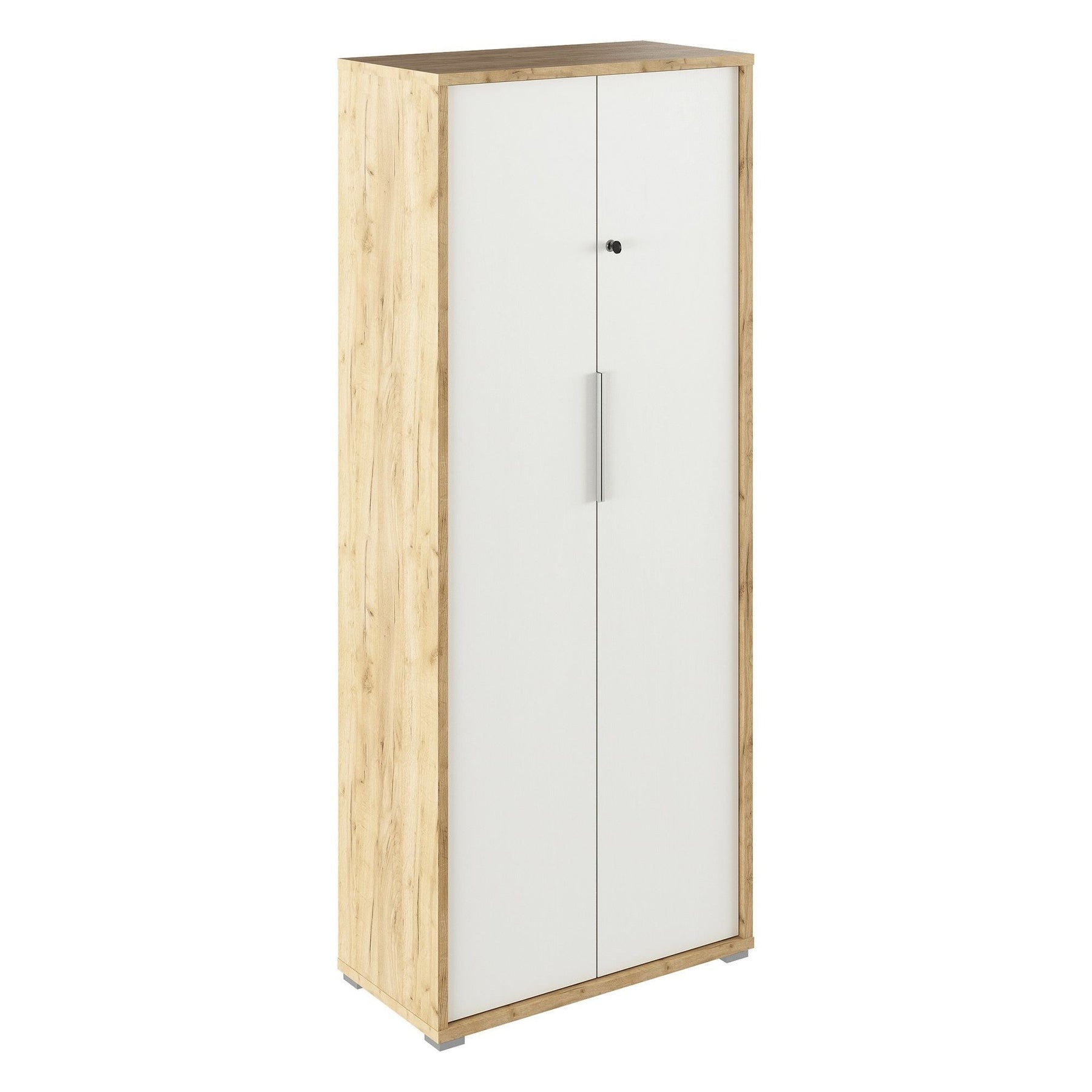 Dulap RIOMA TYP 31, stejar artisan/alb, DTD laminat, cu incuietoare, 75x38x182.6 cm