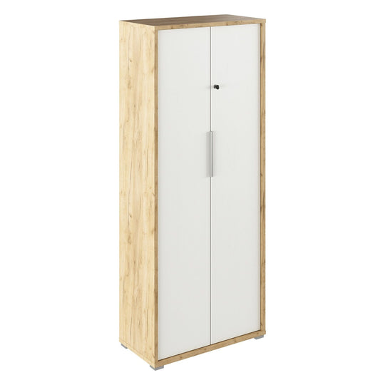 Dulap RIOMA TYP 31, stejar artisan/alb, DTD laminat, cu incuietoare, 75x38x182.6 cm