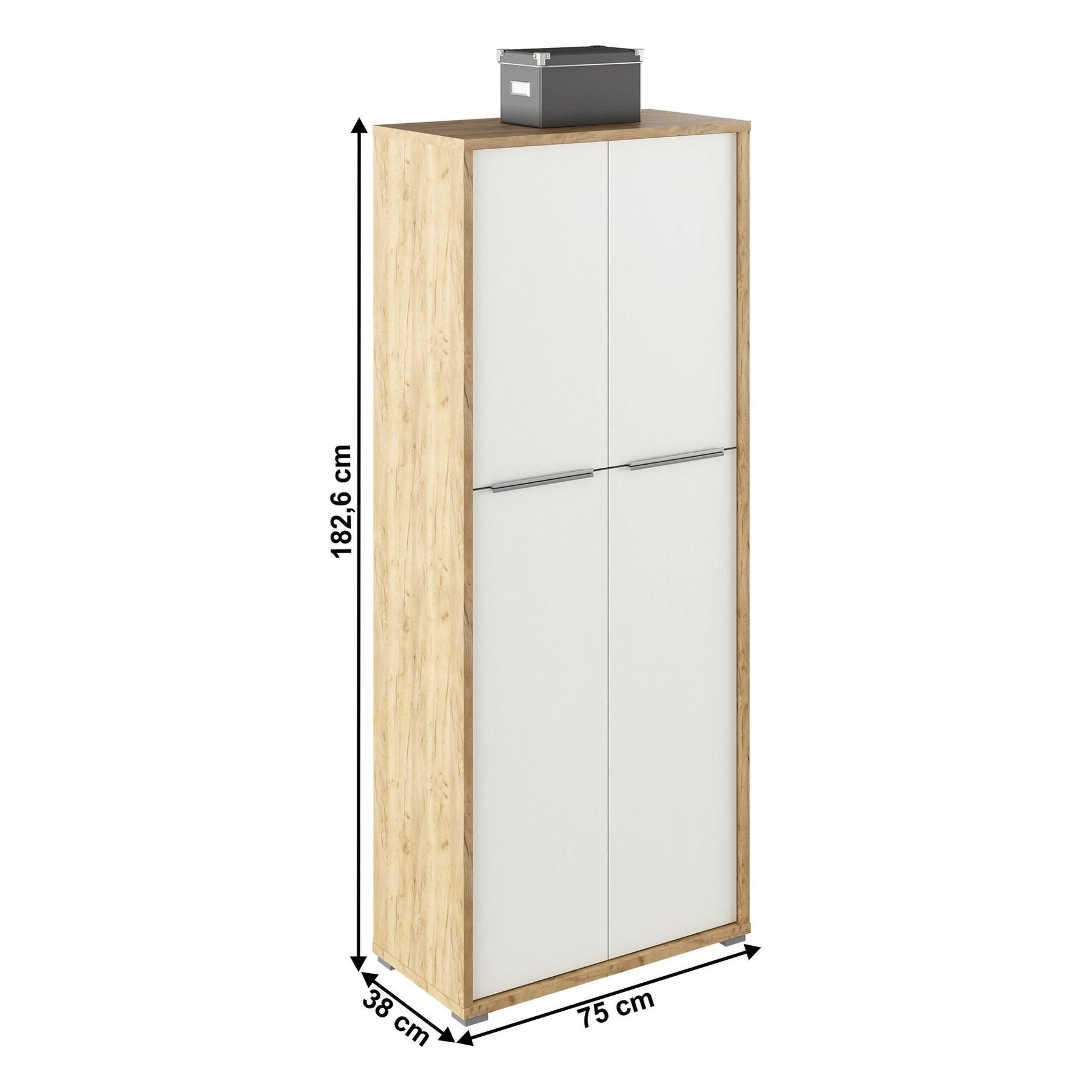 Dulap RIOMA TYP 07, stejar artisan/alb, DTD laminat, 75x38x182.6 cm
