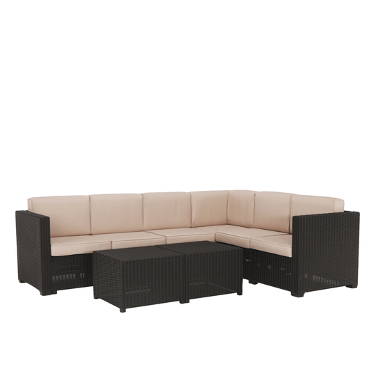 Set de grădină din rattan, 3 piese, maro/bej, RODEN