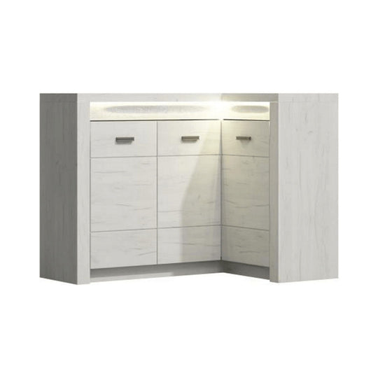 Comoda de colt INFINITY I-15, PAL melaminat, alb, 131/90x103,5x42 cm