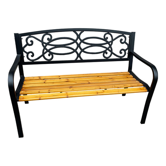 Banca gradina ROTINA NEW, metal/lemn, negru/stejar, 127x60x85 cm