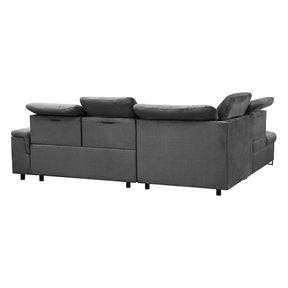 Coltar extensibil ARAGON, sezlong stanga, stofa catifelata gri - Voss 15, cu lada depozitare, 270x230x150 cm
