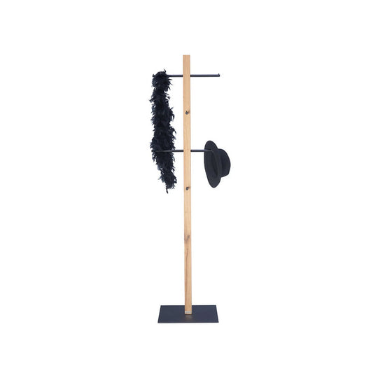 Cuier pom CAMPASS, stejar/negru, lemn/metal, 45x40x175 cm