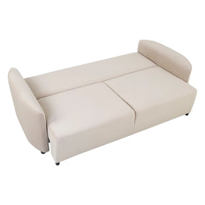 Canapea extensibila AKARO, stofa catifelata bej - Tiffany 02, cu lada depozitare, 227x114x85 cm