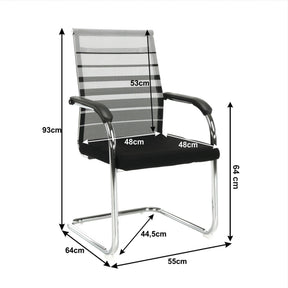 Scaun ESIN, negru/gri/argintiu, plasa/metal, 55x64x93 cm