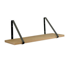 Polita SAGIRA, stejar/negru, metal, 60x20x2 cm