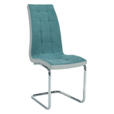 Scaun bucătărie, material textil mentol/piele ecologică gri/crom, SALOMA NEW