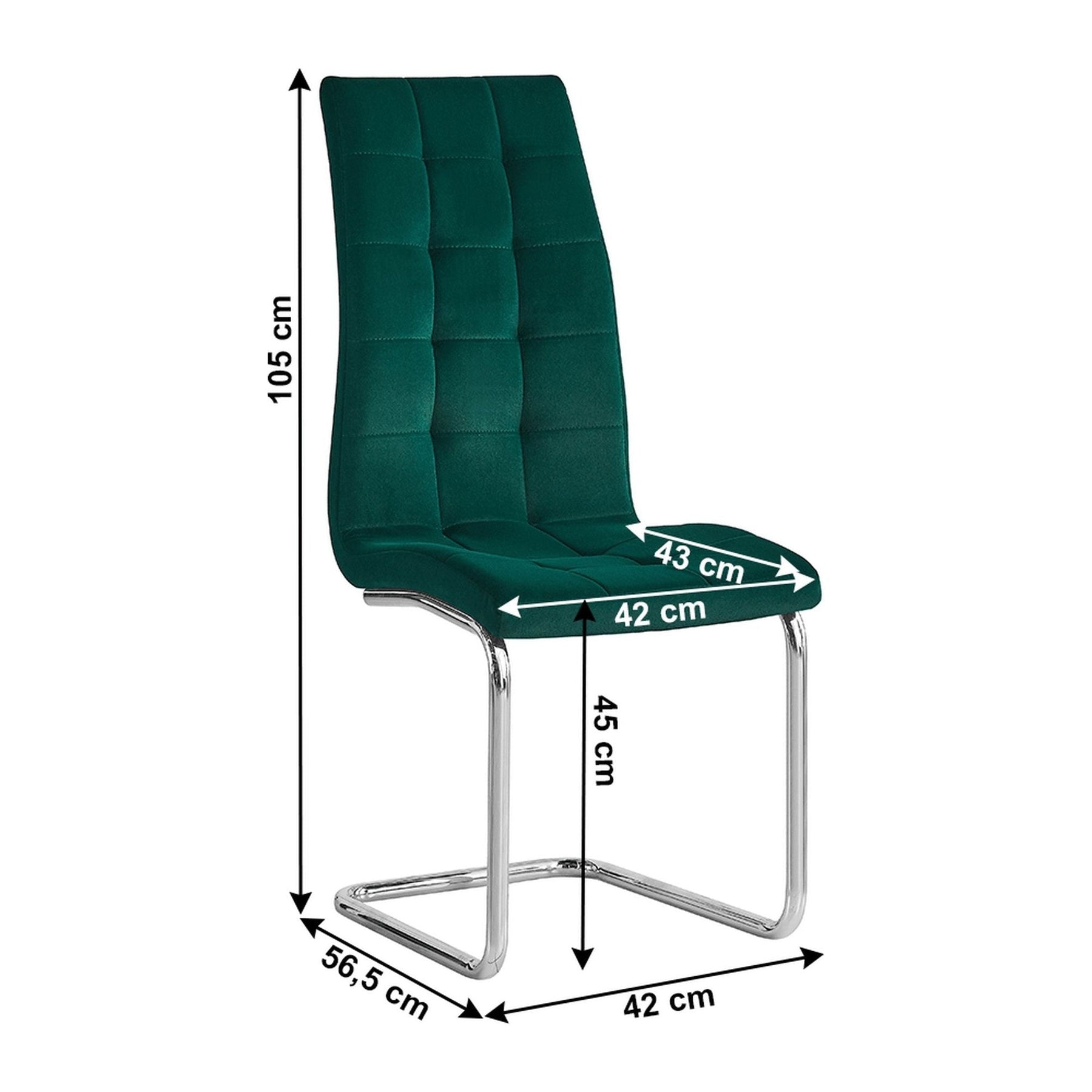 Scaun bucatarie SALOMA NEW, stofa catifelata verde, 42x56,5x105 cm