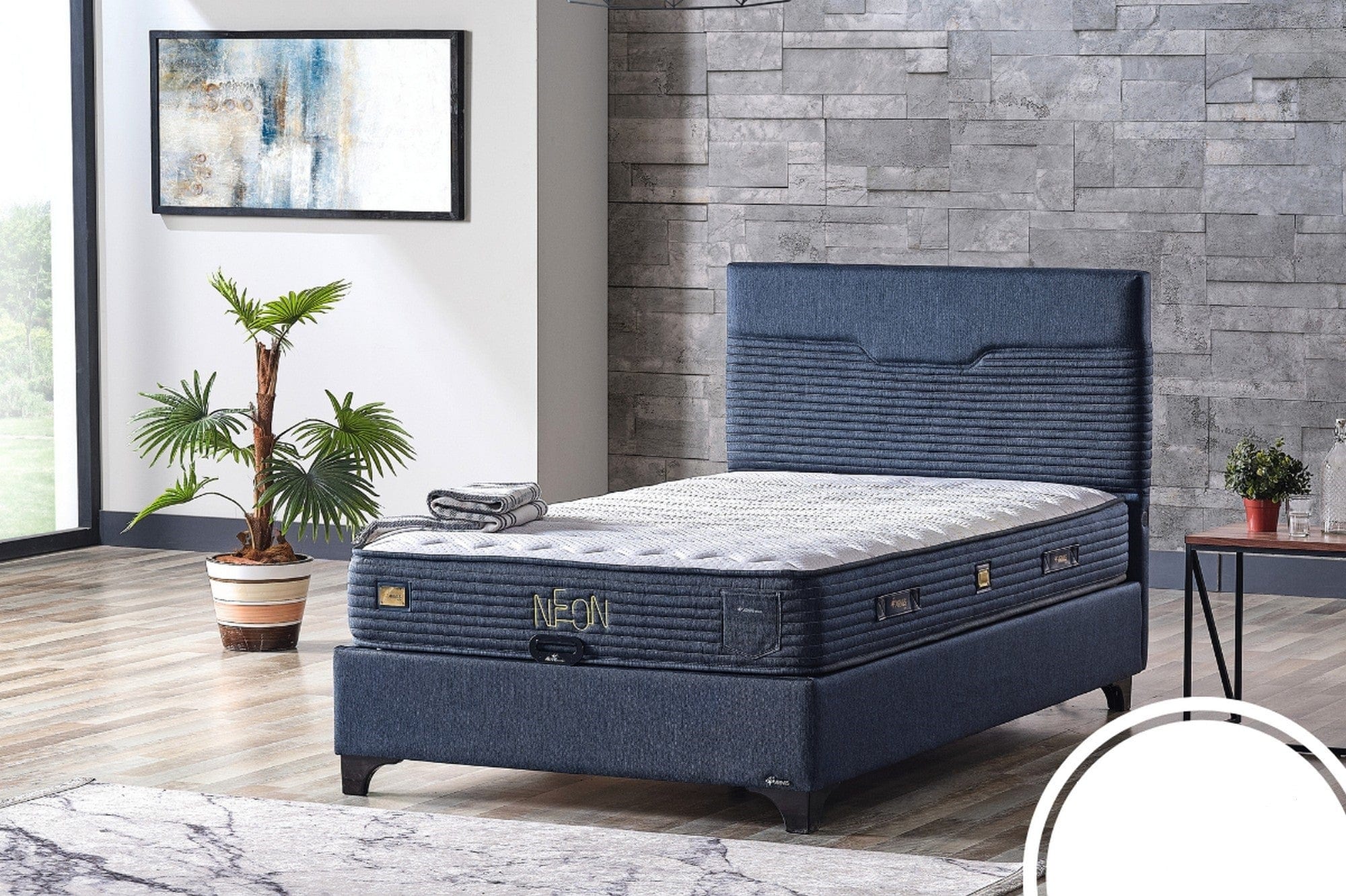 Saltea NEON, alb/albastru inchis, 160x200 cm