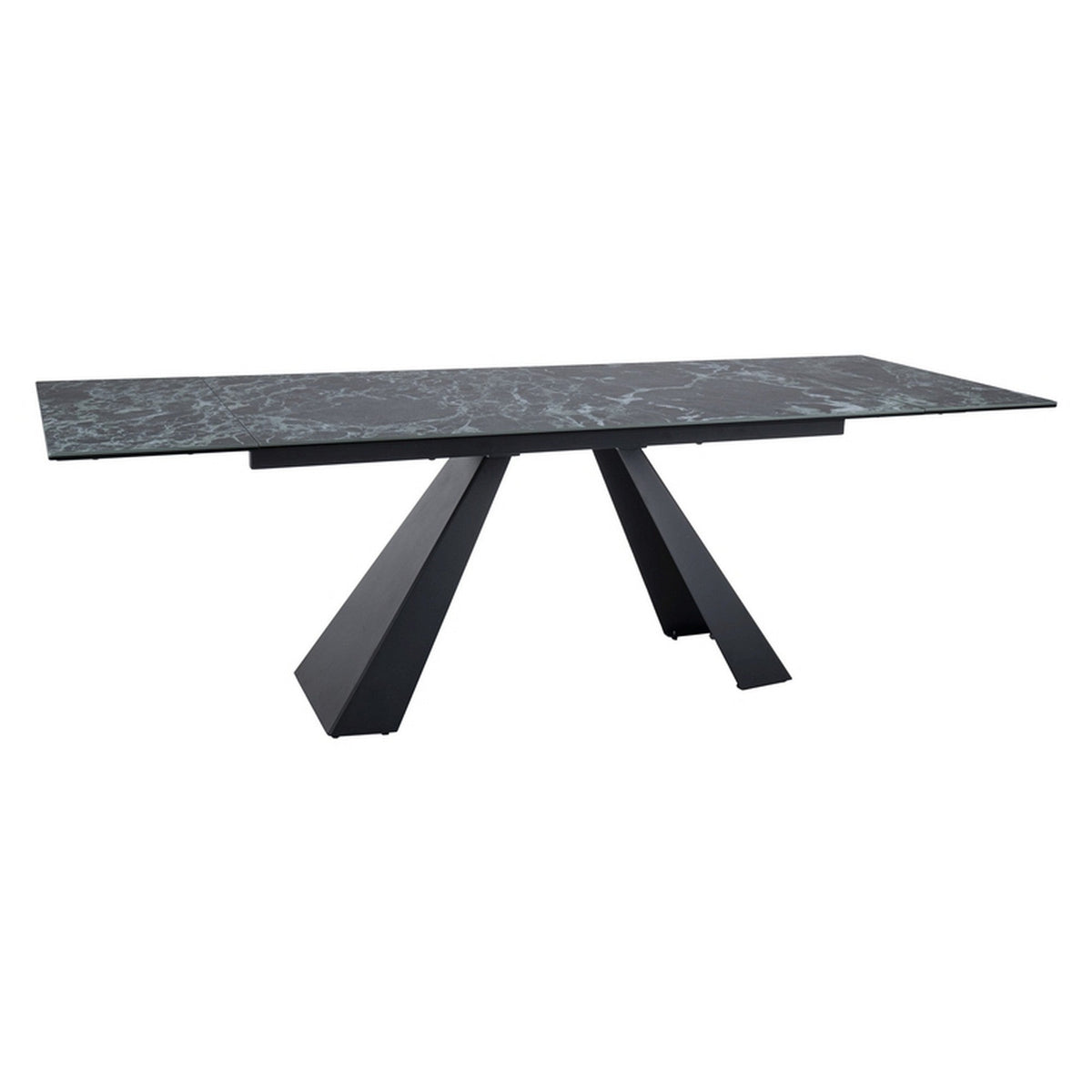 Masa extensibila SALVADORE, turcoaz/negru, sticla/ceramica/metal, 160/240x90x77 cm