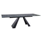 Masa extensibila SALVADORE, turcoaz/negru, sticla/ceramica/metal, 160/240x90x77 cm