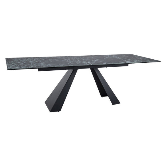 Masa extensibila SALVADORE, turcoaz/negru, sticla/ceramica/metal, 160/240x90x77 cm