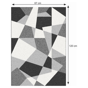 Covor SANAR, 67x120 cm, forma dreptunghiulara, polipropilena, negru/gri/alb