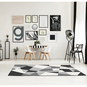 Covor SANAR, negru/gri/alb, 100x150 cm