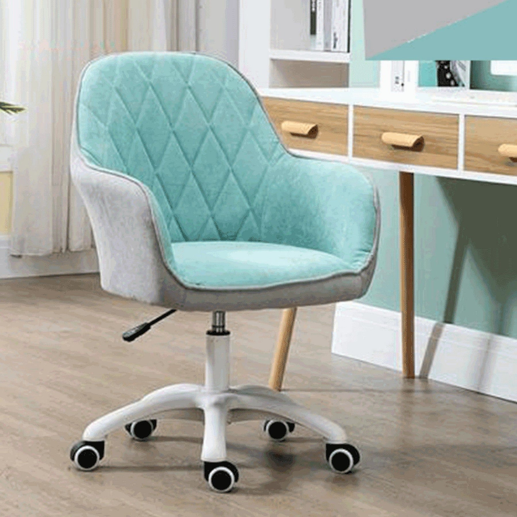 Scaun de birou SANTY, verde menta/gri, metal/stofa, 60x62x85-100 cm