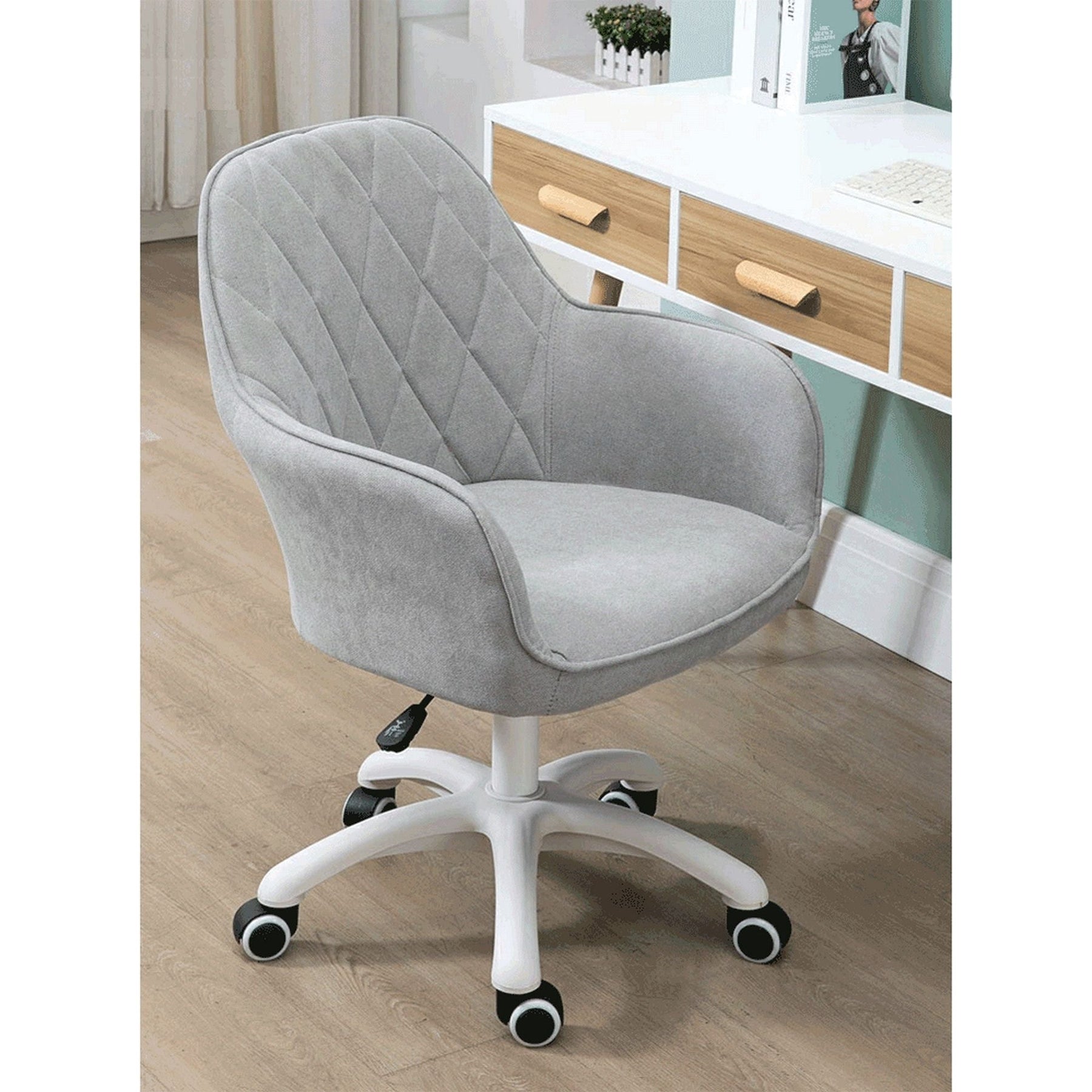 Scaun de birou SANTY, gri, metal/stofa, 60x62x85-100 cm