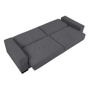Canapea extensibila RUBIO, stofa catifelata gri - Matrix 17, cu lada depozitare, 232x95x81 cm