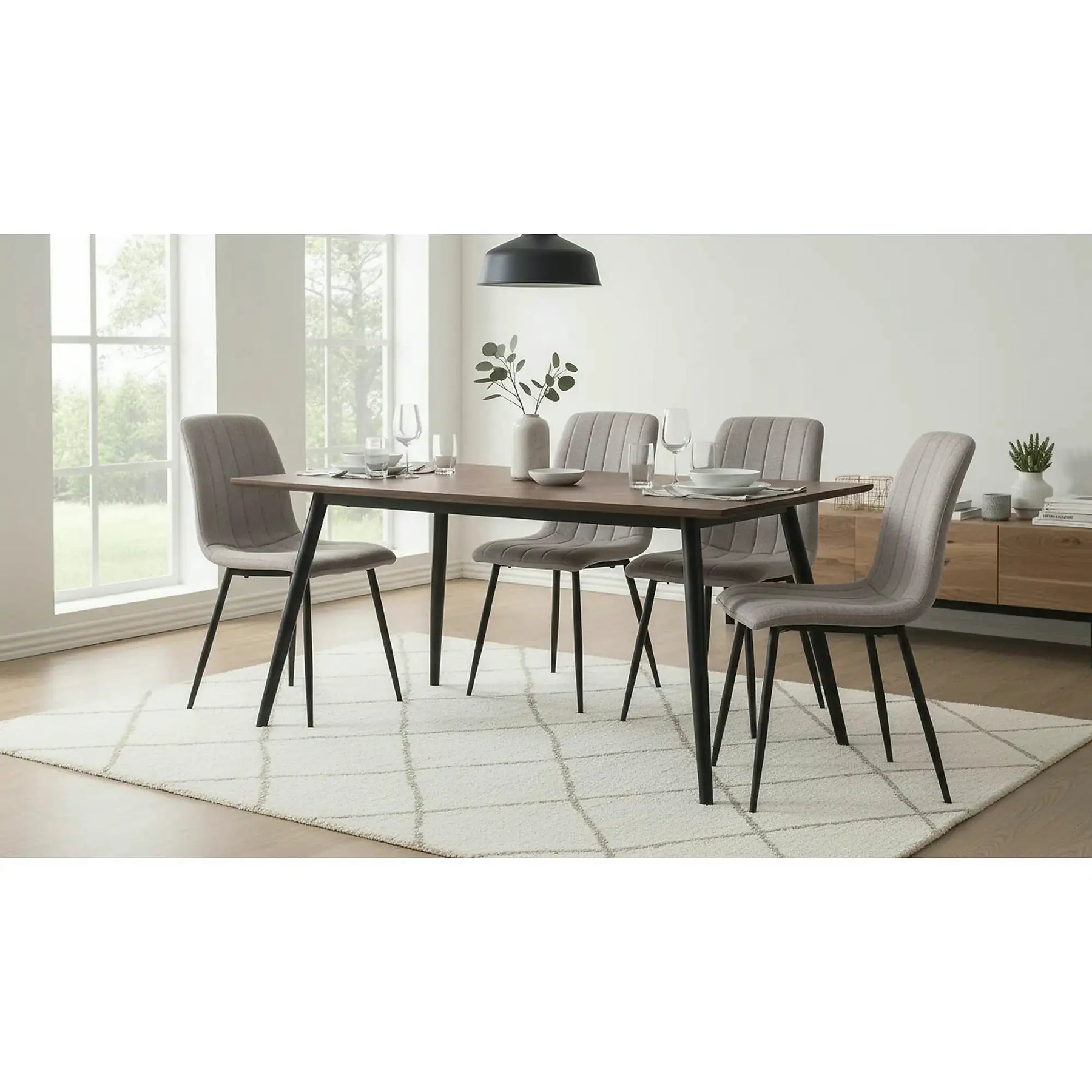 Scaun ALAN, stofă/metal, gri/negru, 45×39×91 cm