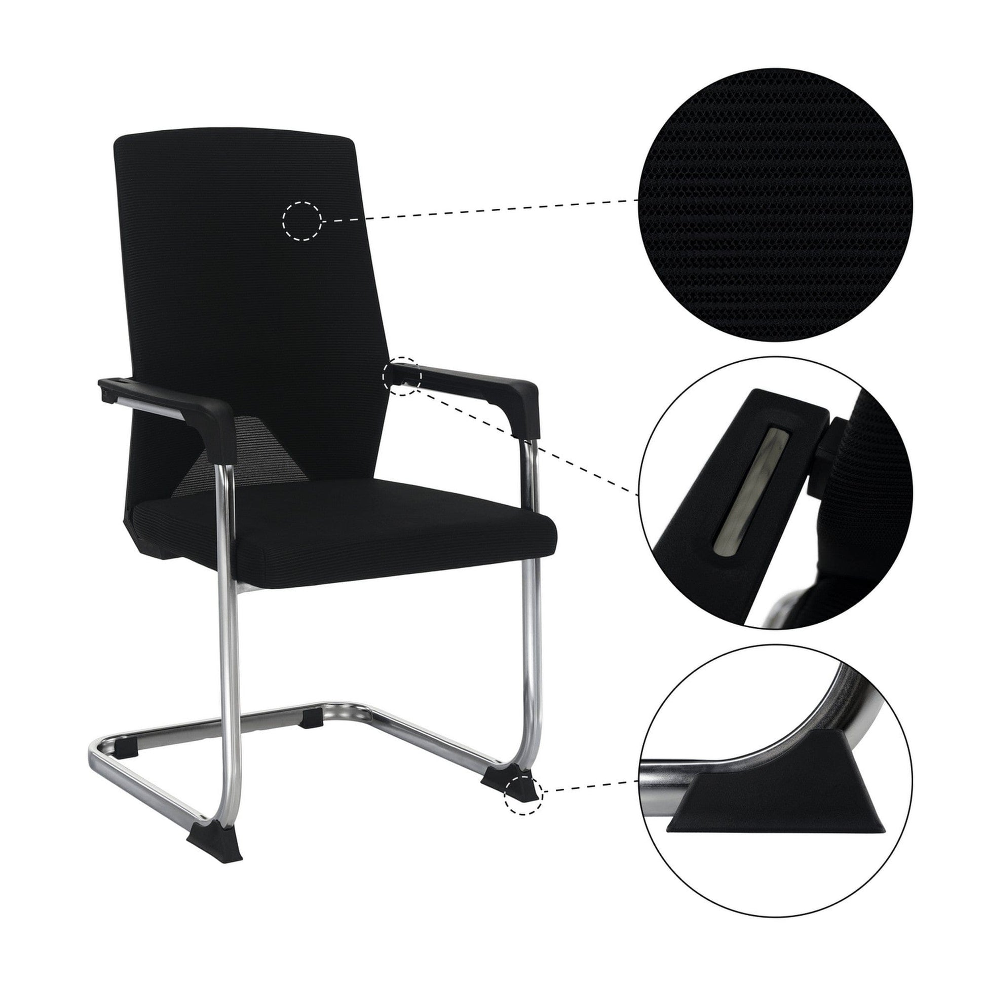 Scaun RAVIL, negru/crom, material textil/metal, 57x60x102 cm