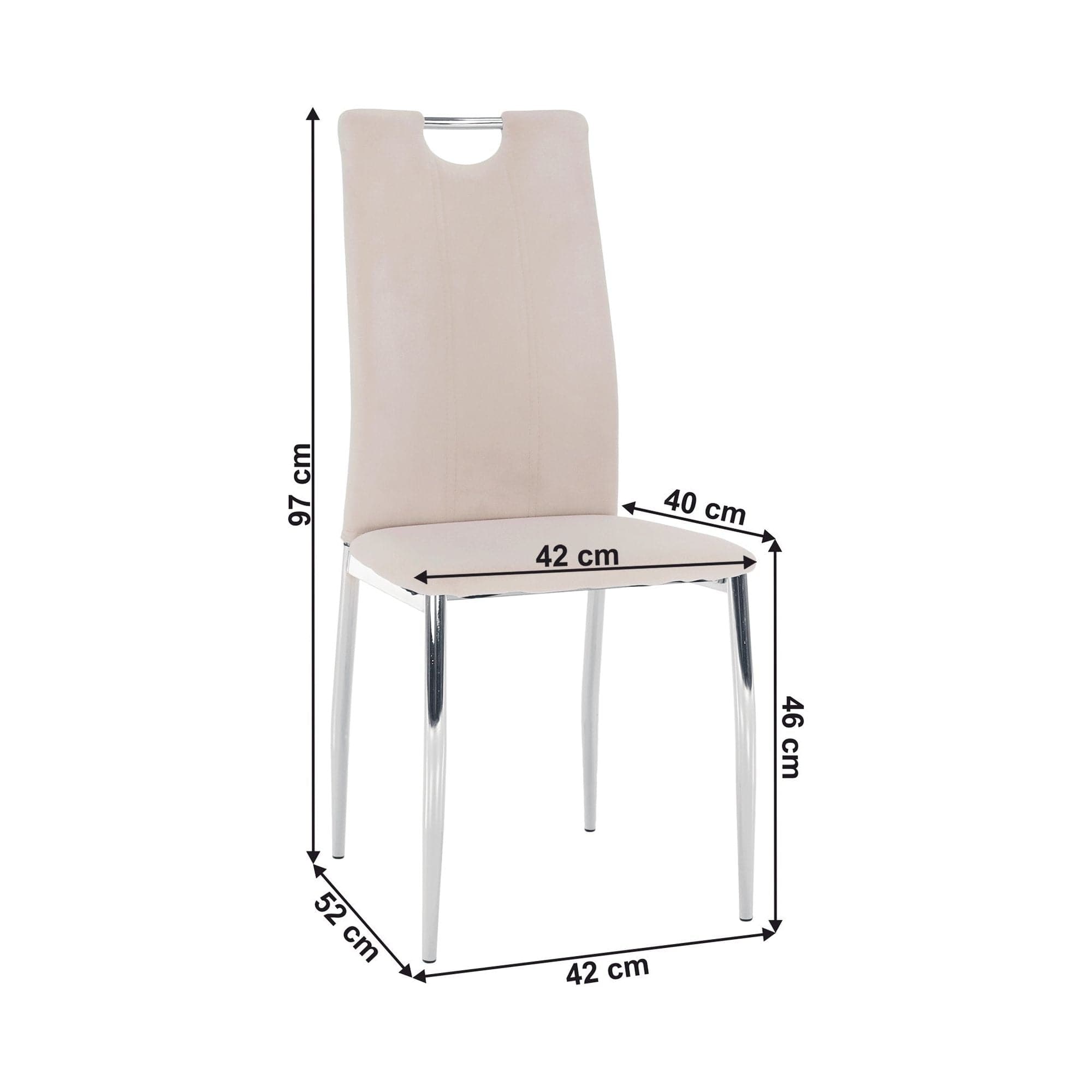 Scaun OLIVA NEW, bej/crom, stofa catifelata/metal, 42x52x97 cm