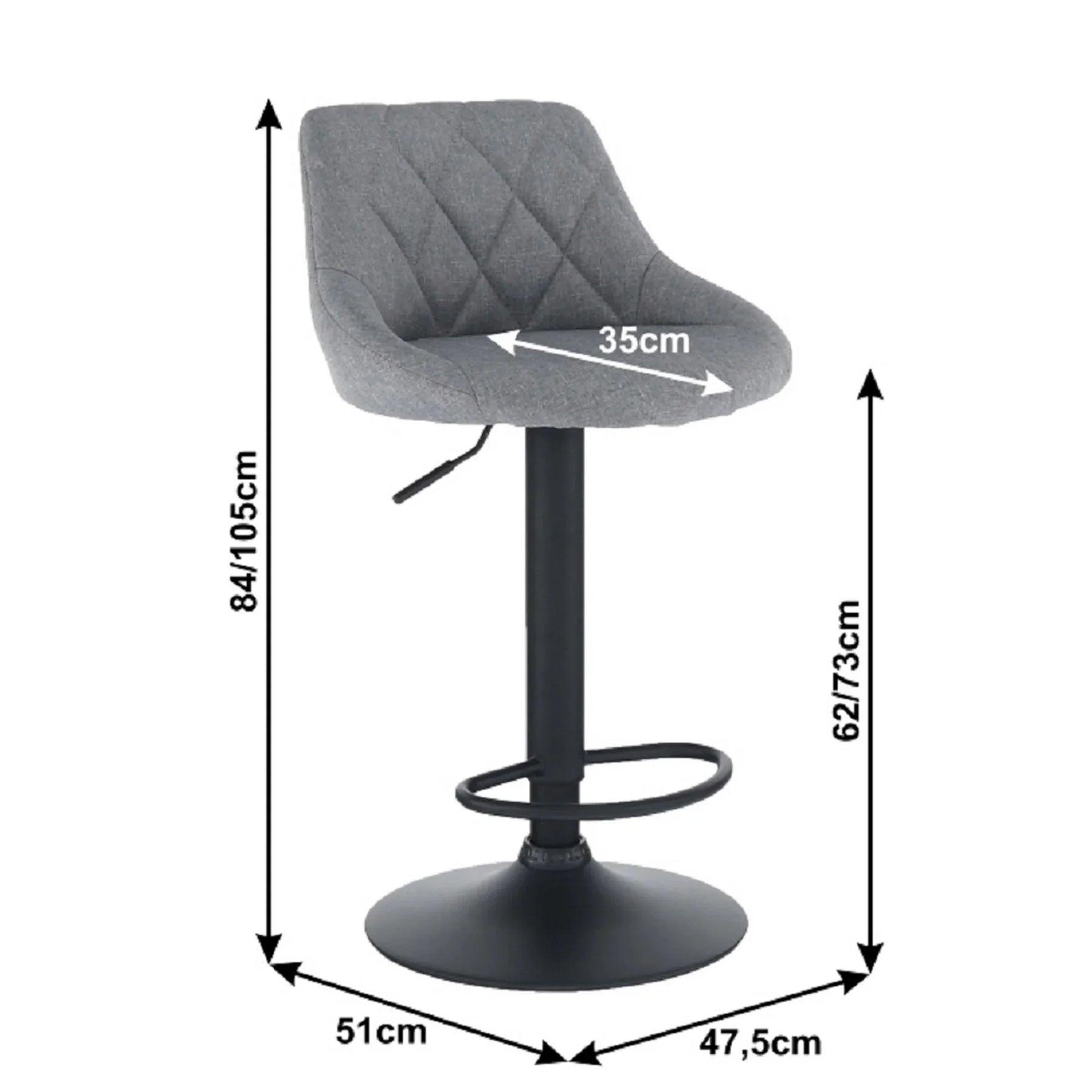 Scaun bar ATHENA OCN-27983, gri/negru