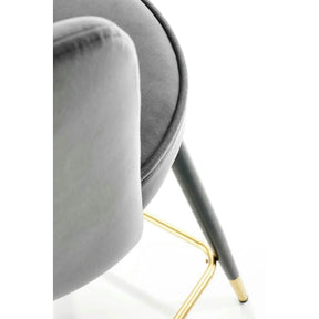 Scaun bar H106, stofă catifelata/otel, gri/negru/auriu, 55×58×96 cm