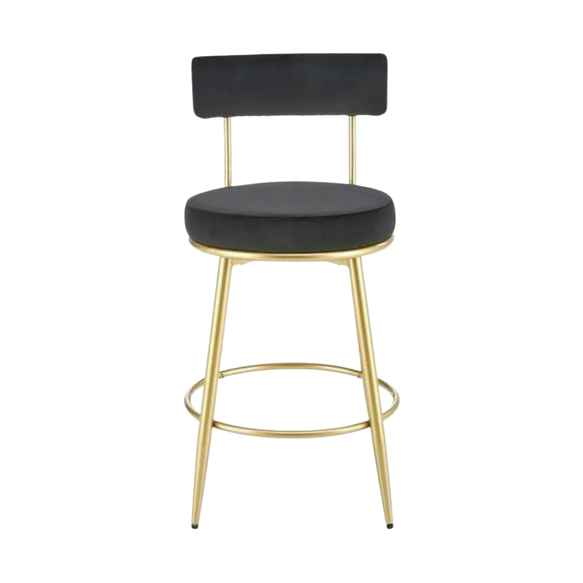 Scaun bar H115, negru/auriu, stofa catifelata/otel, 45x54x90 cm
