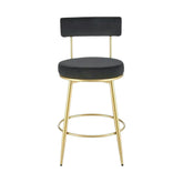 Scaun bar H115, negru/auriu, stofa catifelata/otel, 45x54x90 cm