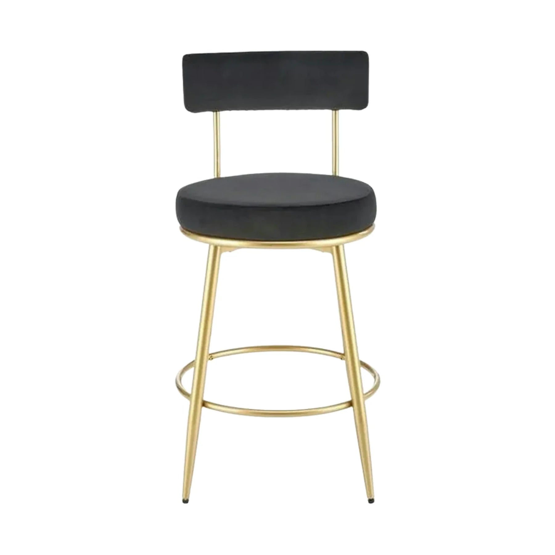 Scaun bar H115, negru/auriu, stofa catifelata/otel, 45x54x90 cm