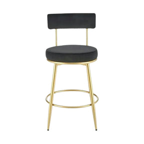 Scaun bar H115, negru/auriu, stofa catifelata/otel, 45x54x90 cm