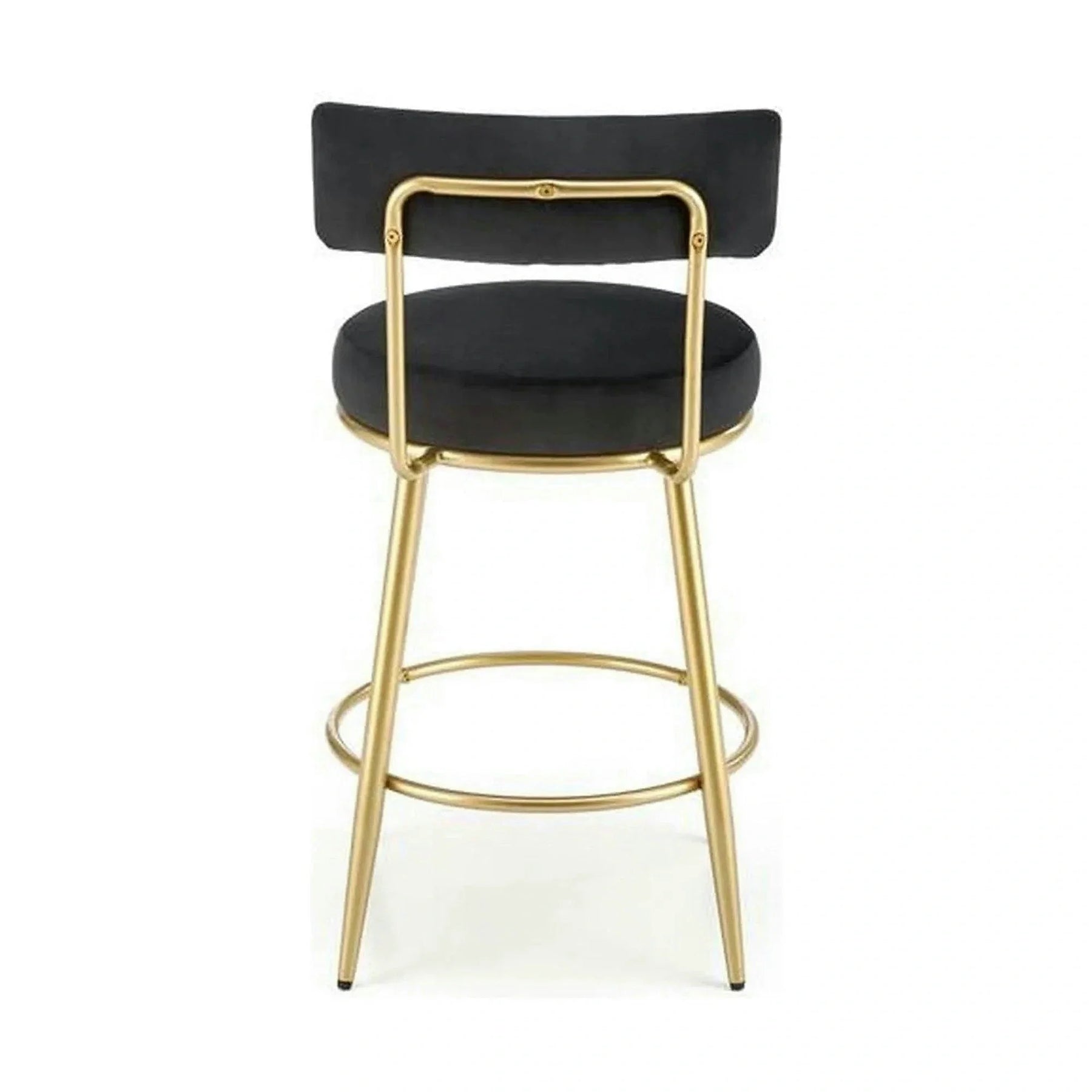 Scaun bar H115, stofă catifelata/otel, negru/auriu, 45×54×90 cm