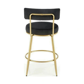 Scaun bar H115, stofă catifelata/otel, negru/auriu, 45×54×90 cm