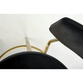 Scaun bar H115, stofă catifelata/otel, negru/auriu, 45×54×90 cm