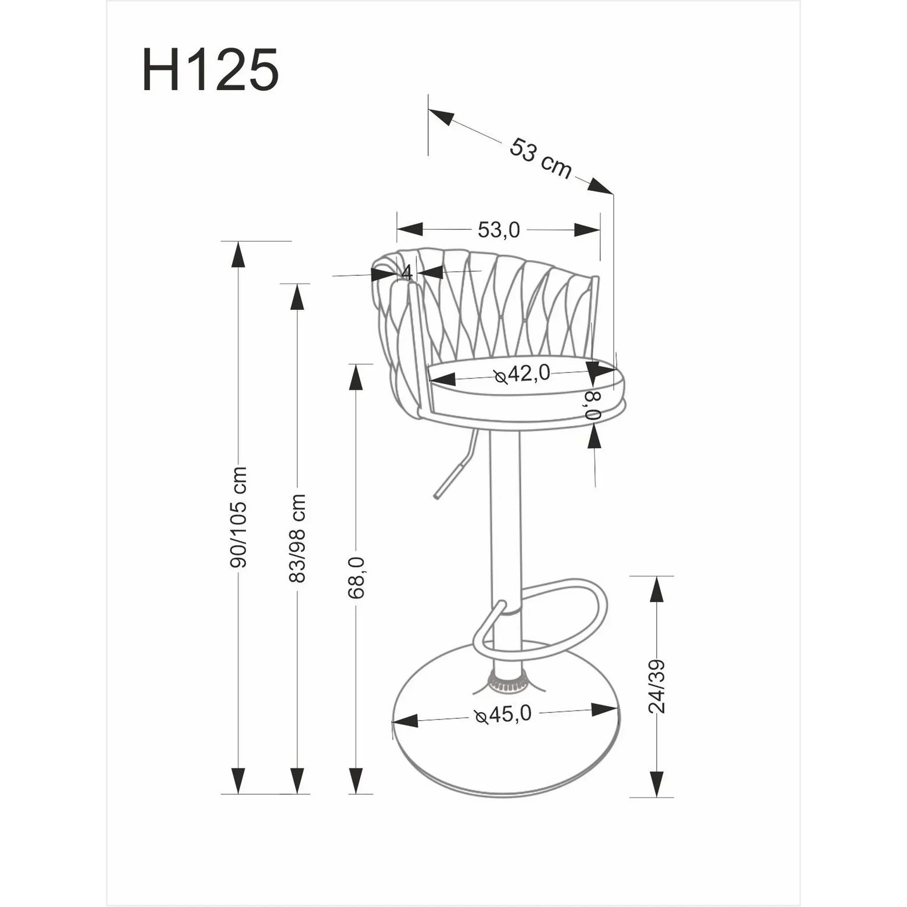 Scaun bar HOUSTON OCN-36719, gri