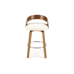 Scaun bar crem cu detalii din nuc, ideal pentru un living modern – primabucata