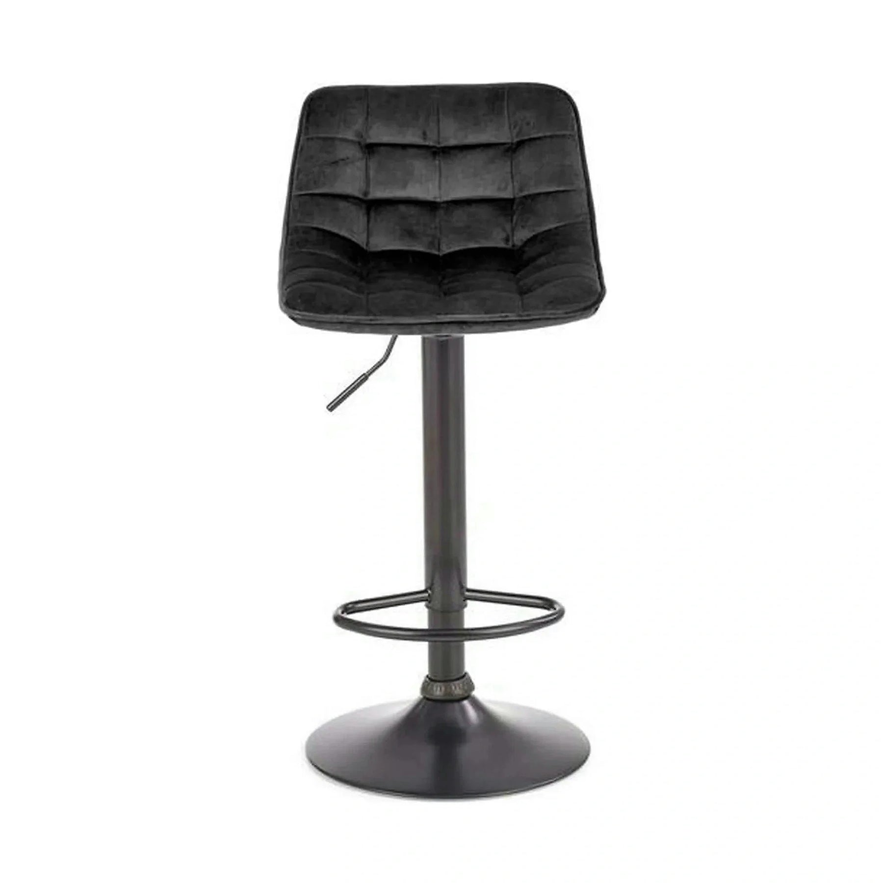 Scaun bar inalt H95, stofă catifelata/otel, negru, 43×44×84-106 cm