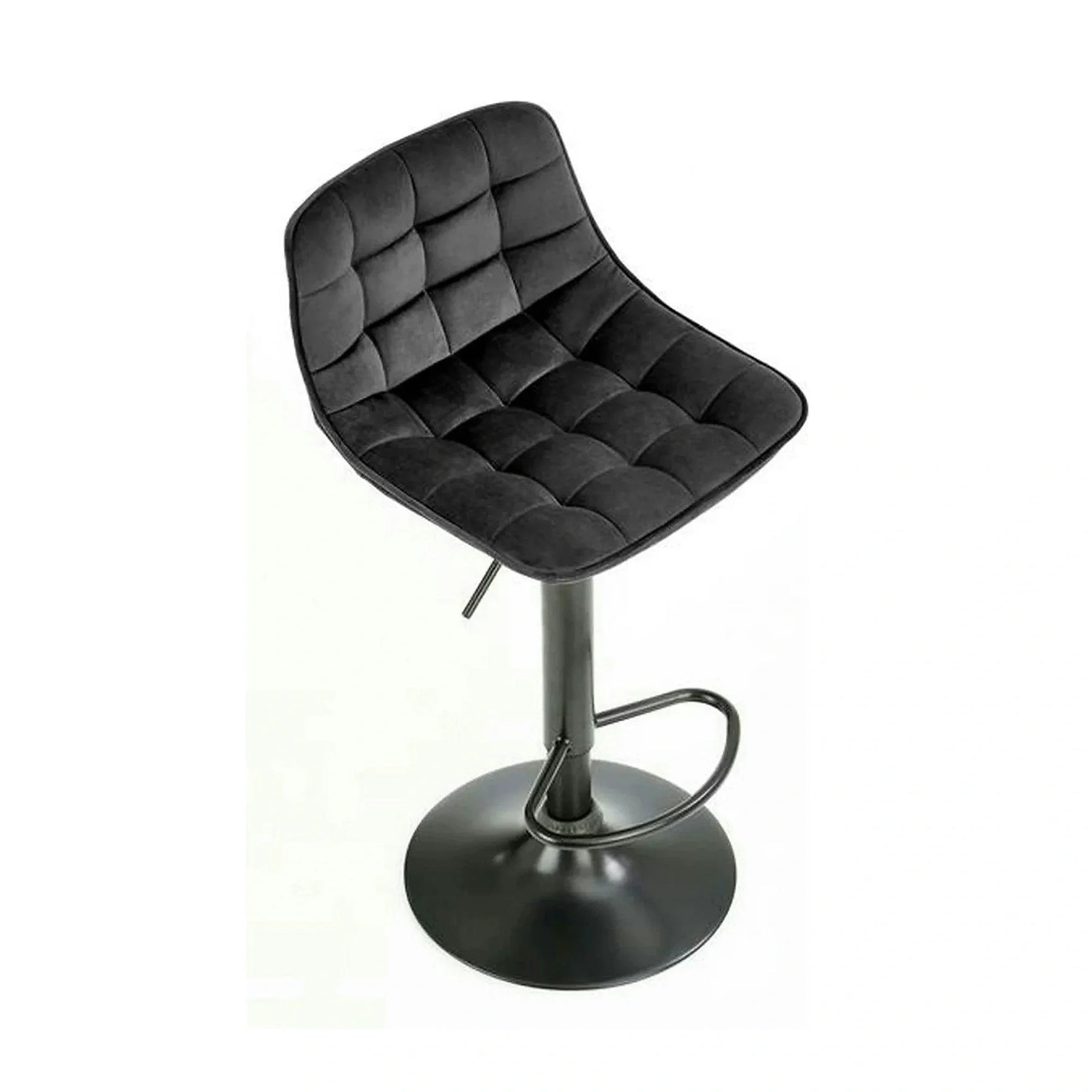 Scaun bar inalt H95, stofă catifelata/otel, negru, 43×44×84-106 cm
