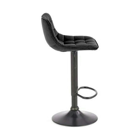 Scaun bar inalt H95, stofă catifelata/otel, negru, 43×44×84-106 cm