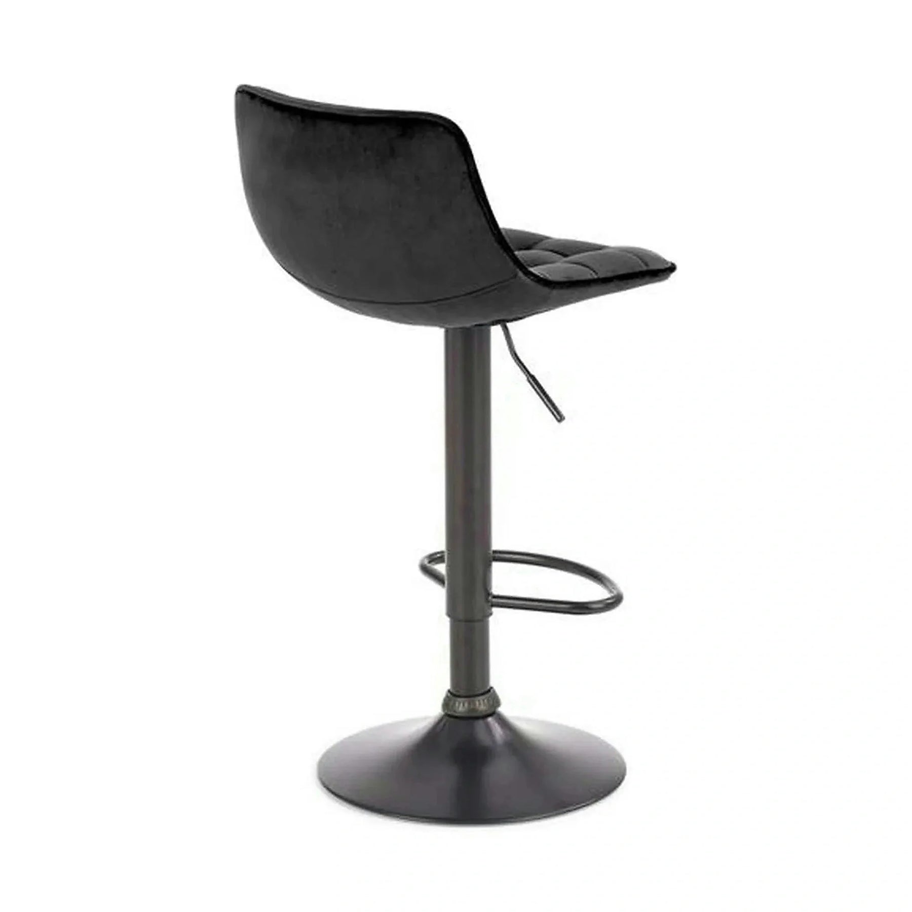 Scaun bar inalt H95, stofă catifelata/otel, negru, 43×44×84-106 cm
