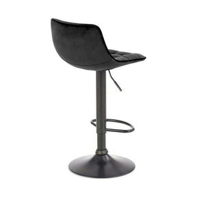 Scaun bar inalt H95, stofă catifelata/otel, negru, 43×44×84-106 cm