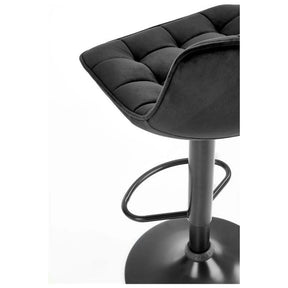 Scaun bar inalt H95, stofă catifelata/otel, negru, 43×44×84-106 cm