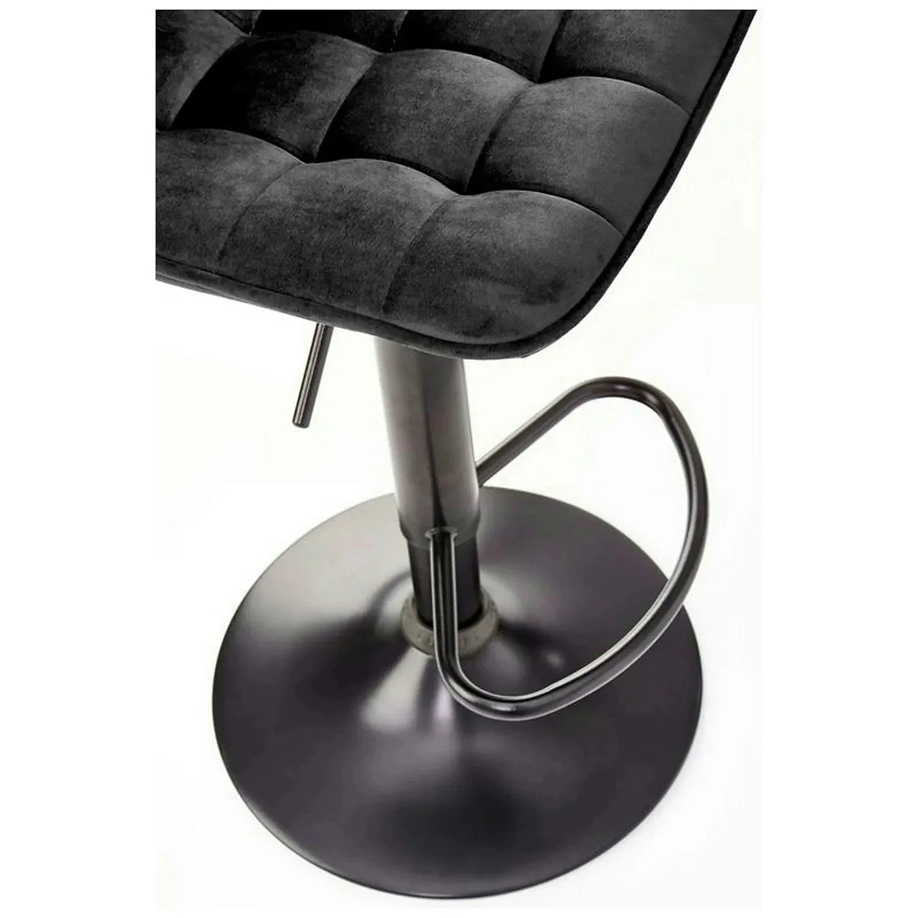 Scaun bar inalt H95, stofă catifelata/otel, negru, 43×44×84-106 cm