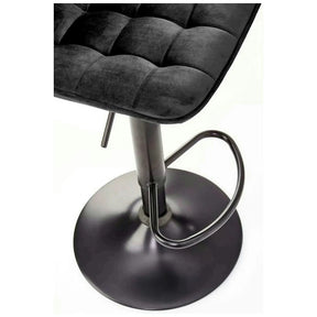 Scaun bar inalt H95, stofă catifelata/otel, negru, 43×44×84-106 cm