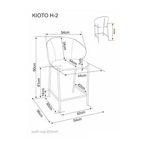 Scaun bar KIOTO H-2, bej deschis/cașmir, stofă/metal, 54x44x90 cm