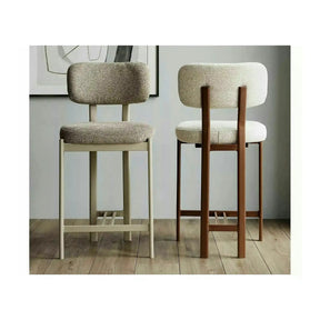 Scaun bar MISAKI H-2, bej deschis/nuc, stofă/metal, 45x44x92 cm